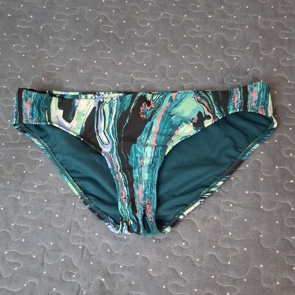 All in Motion Teal Marble Print Bikini Bottoms size small